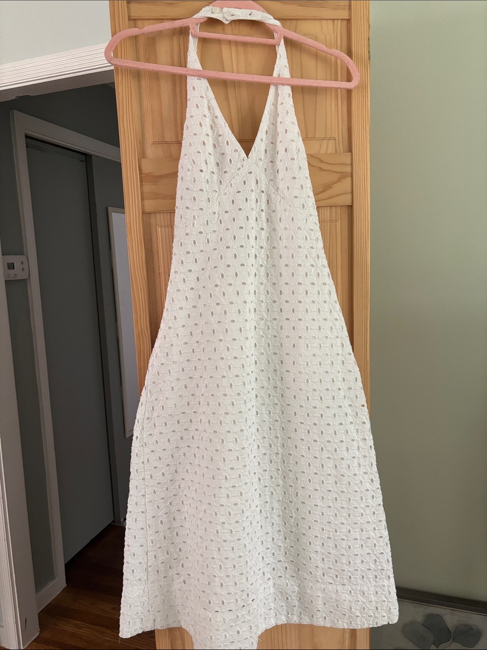 a new day White Eyelet Halter Midi Dress with pockets and is lined.